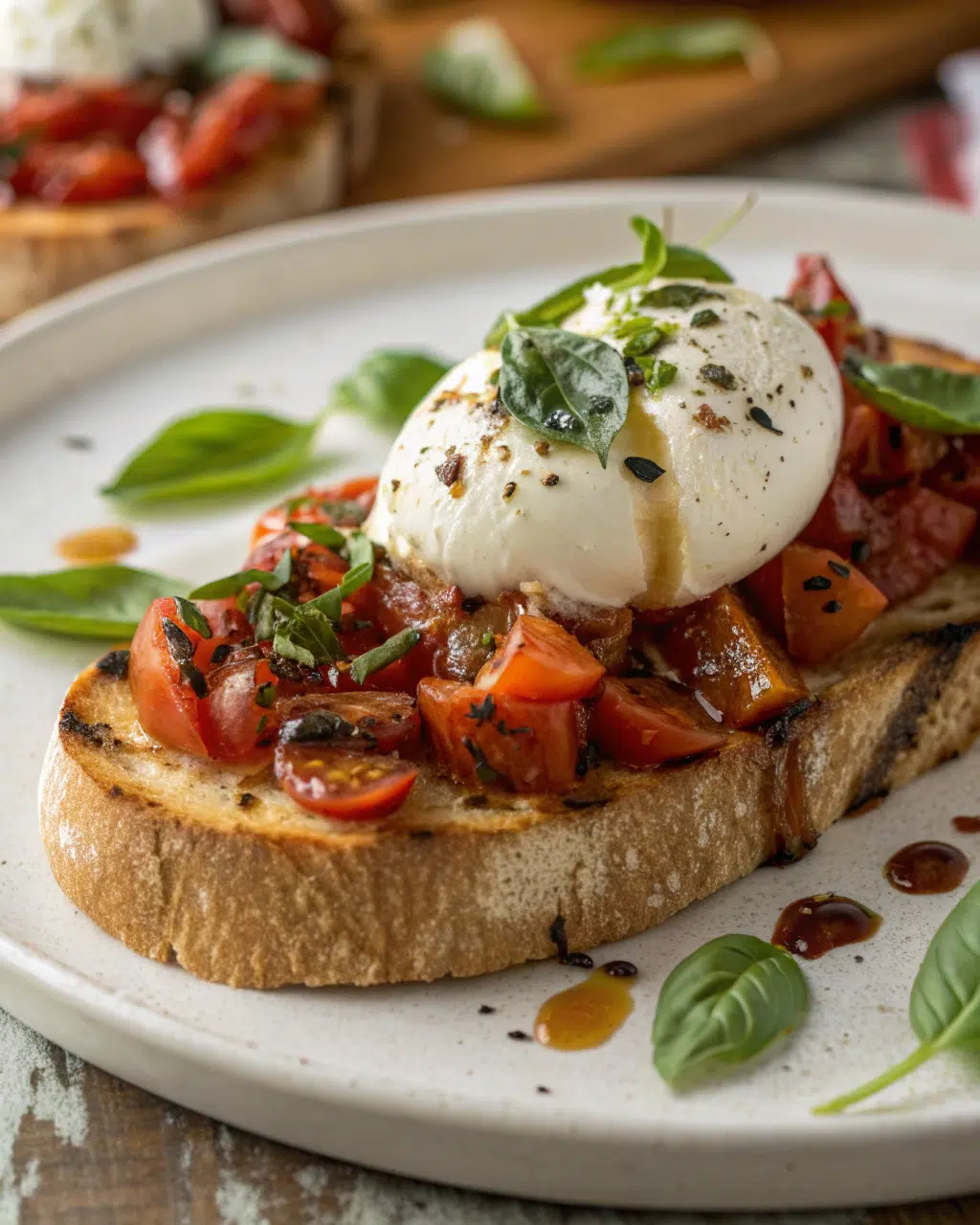 Burrata Bruschetta with Tomato & Basil