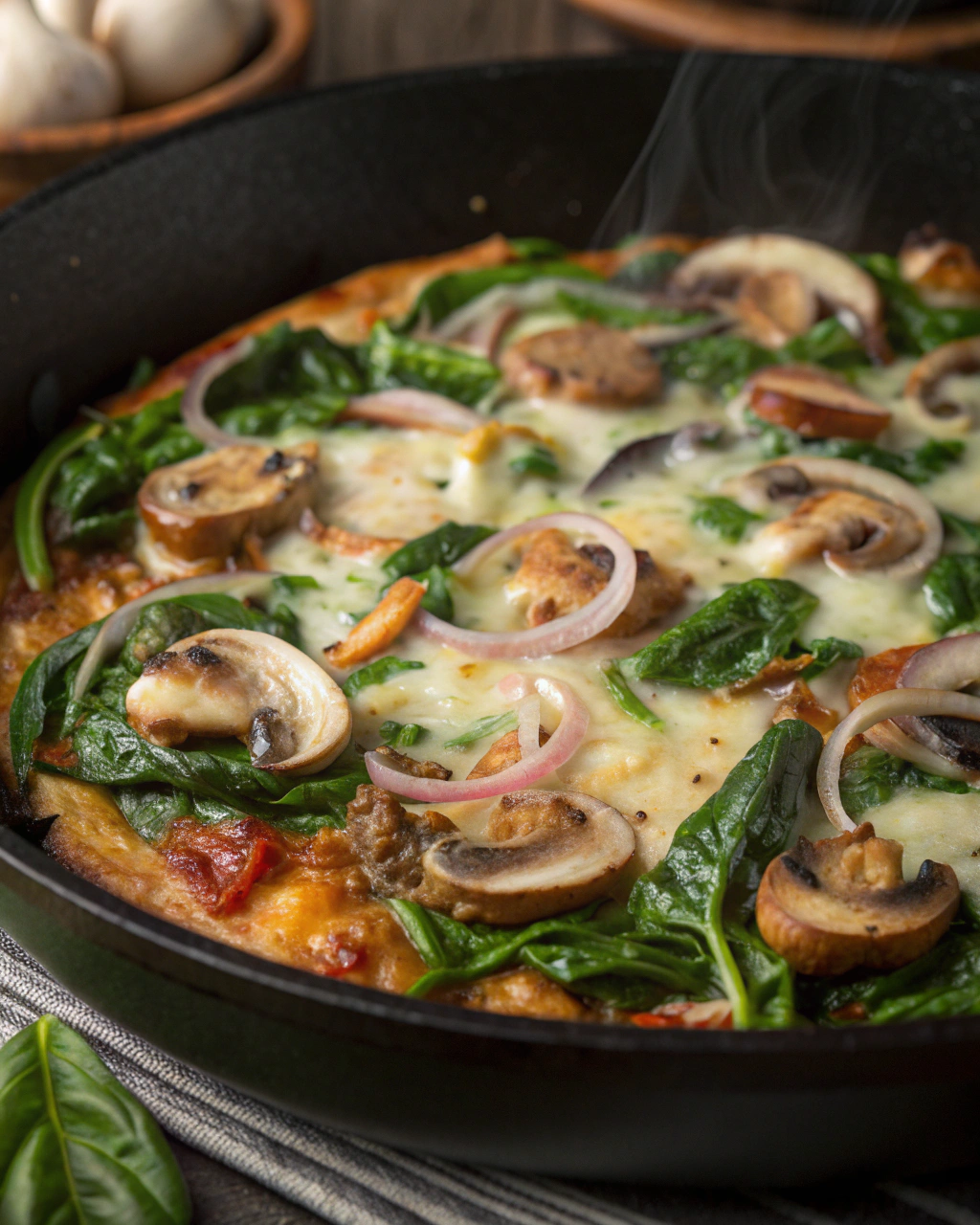 Easy Sautéed Spinach with Mushrooms & Onions