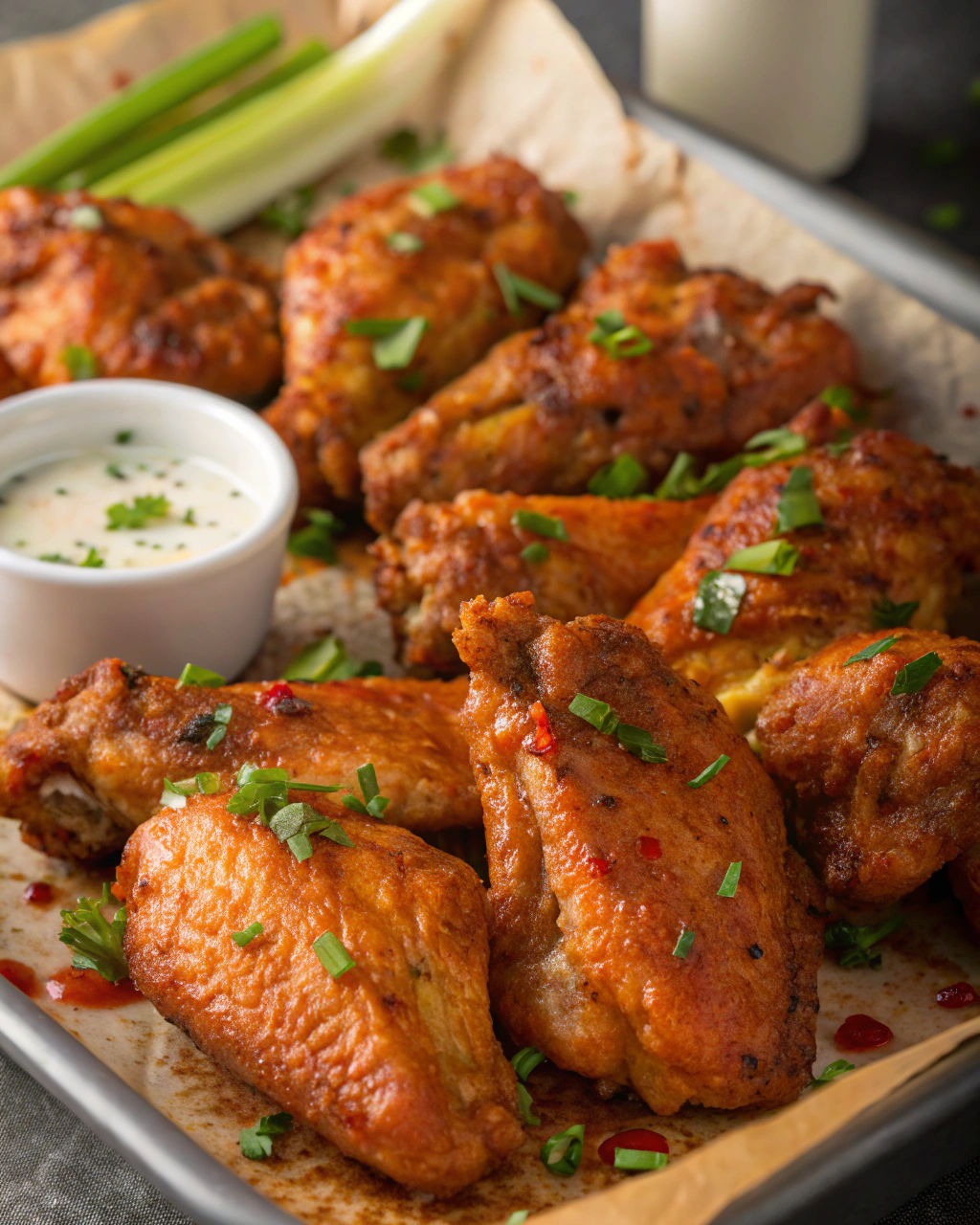 Baked Buffalo Chicken Wings with Golden Crust