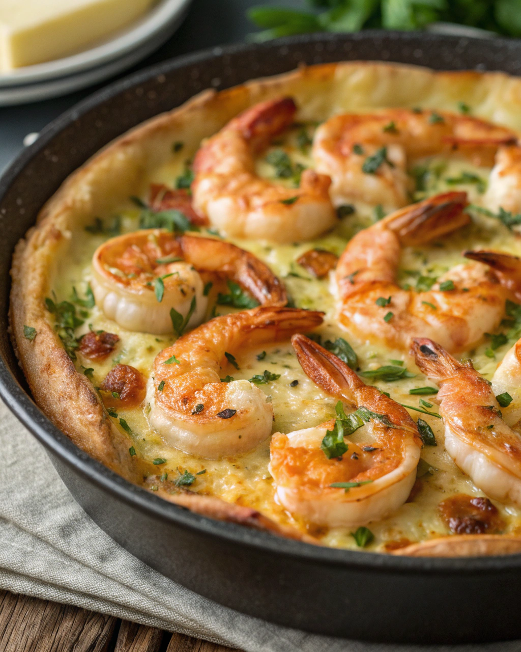Baked Garlic Shrimp with Golden Crust