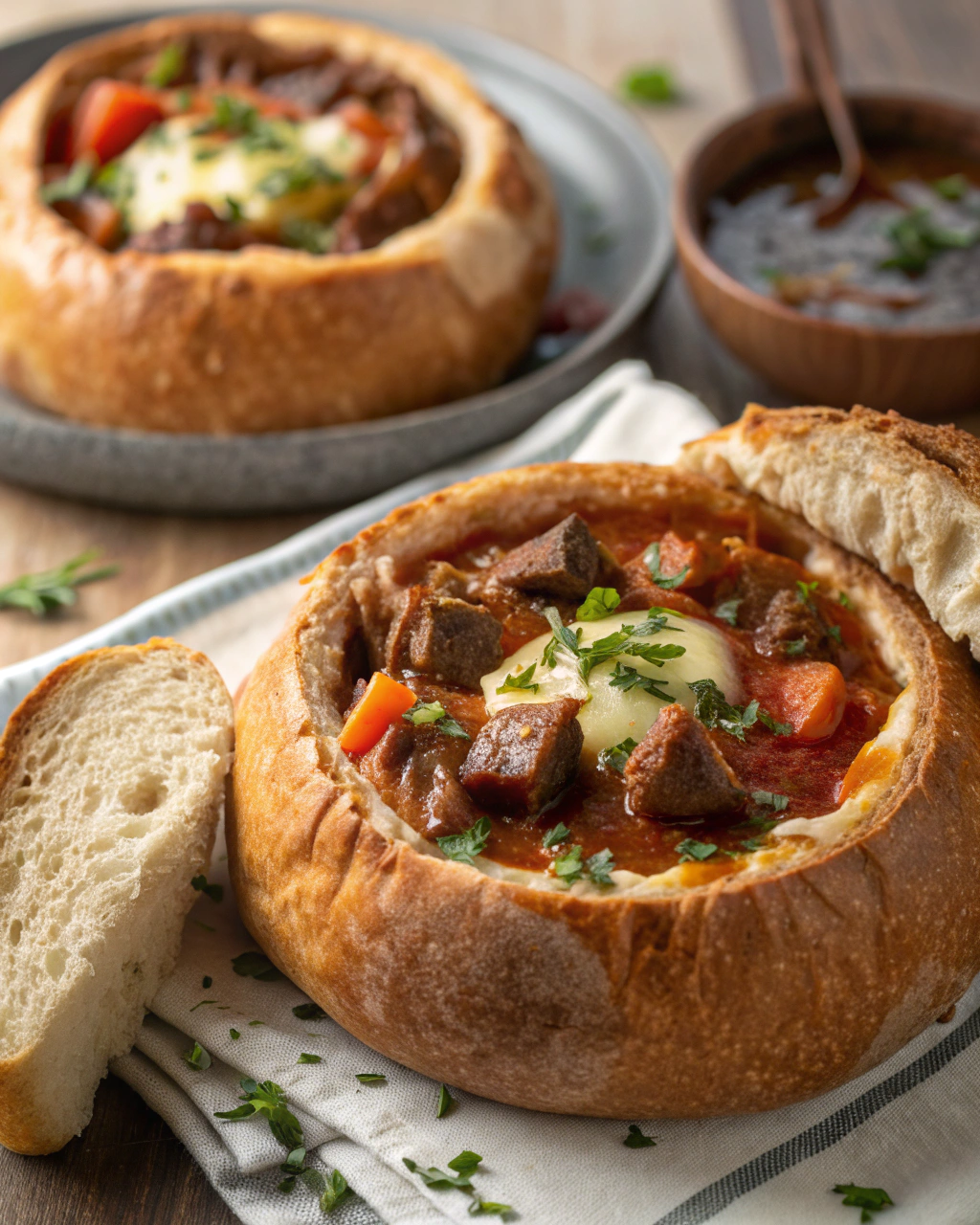 Beef Stew in Bread Bowls