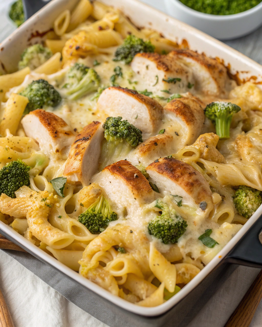Cheesy Baked Chicken and Broccoli Alfredo Pasta