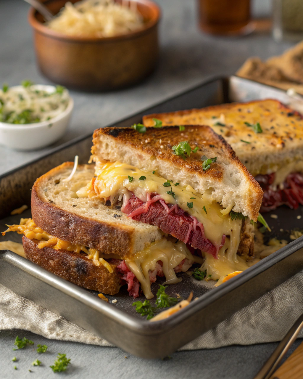 Classic Reuben Bake with Corned Beef, Sauerkraut & Swiss