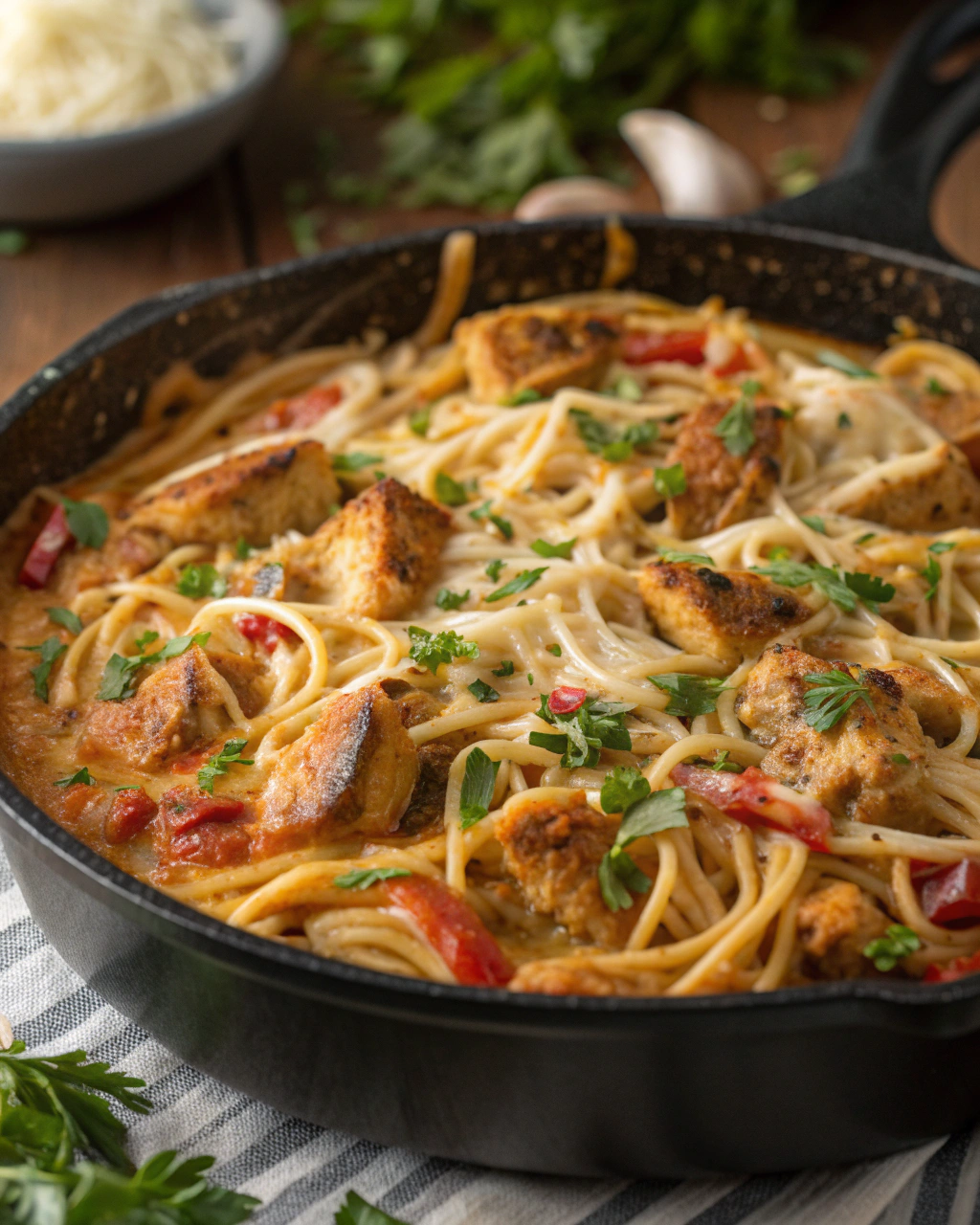 Creamy Cajun Chicken Spaghetti