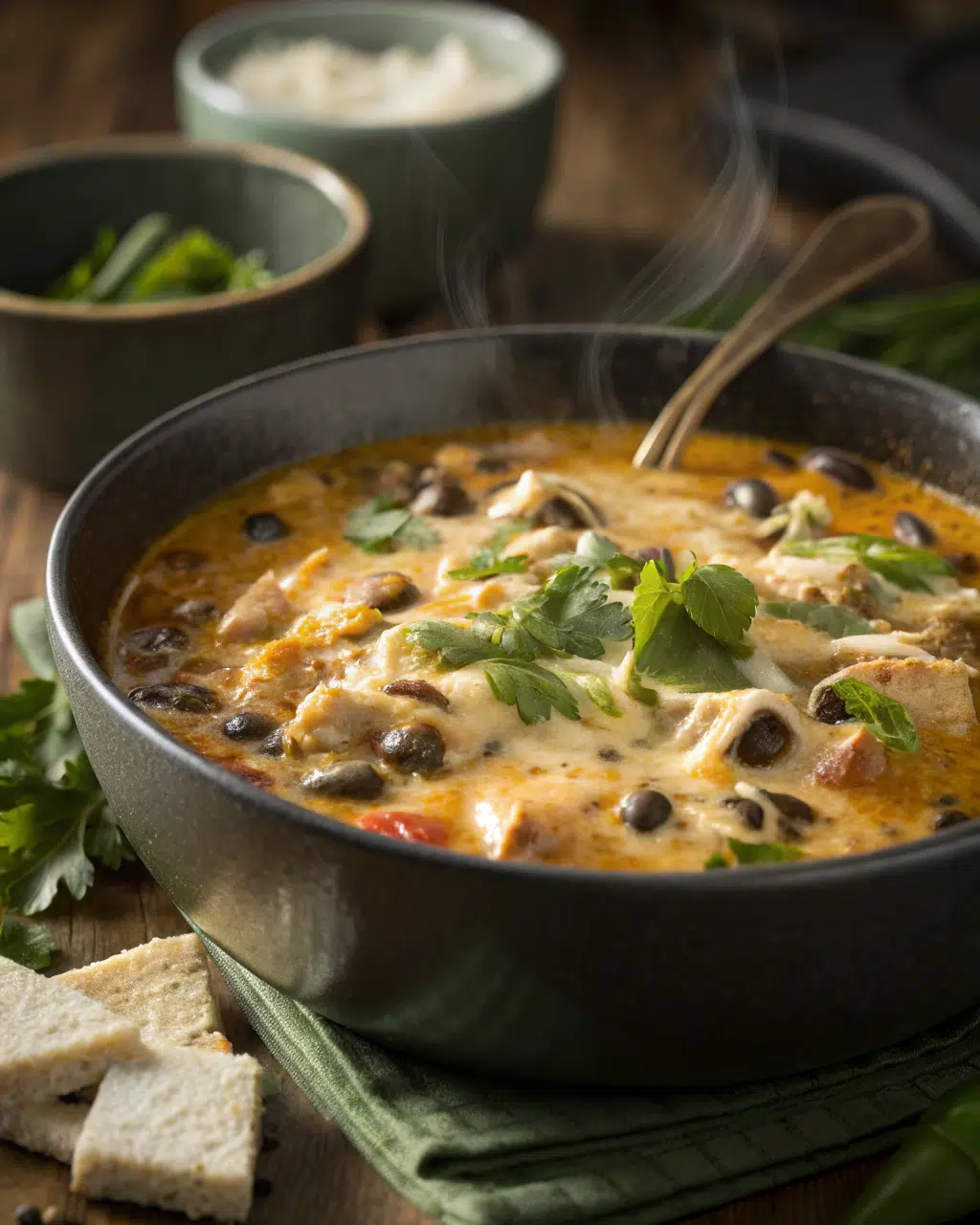 Creamy Chicken Poblano & Black Bean Soup