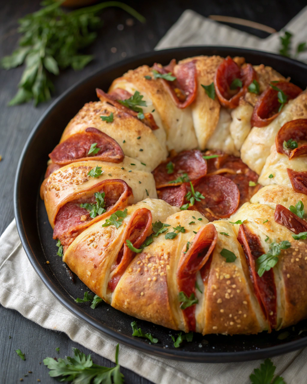 Crescent Roll Ham and Pepperoni Ring