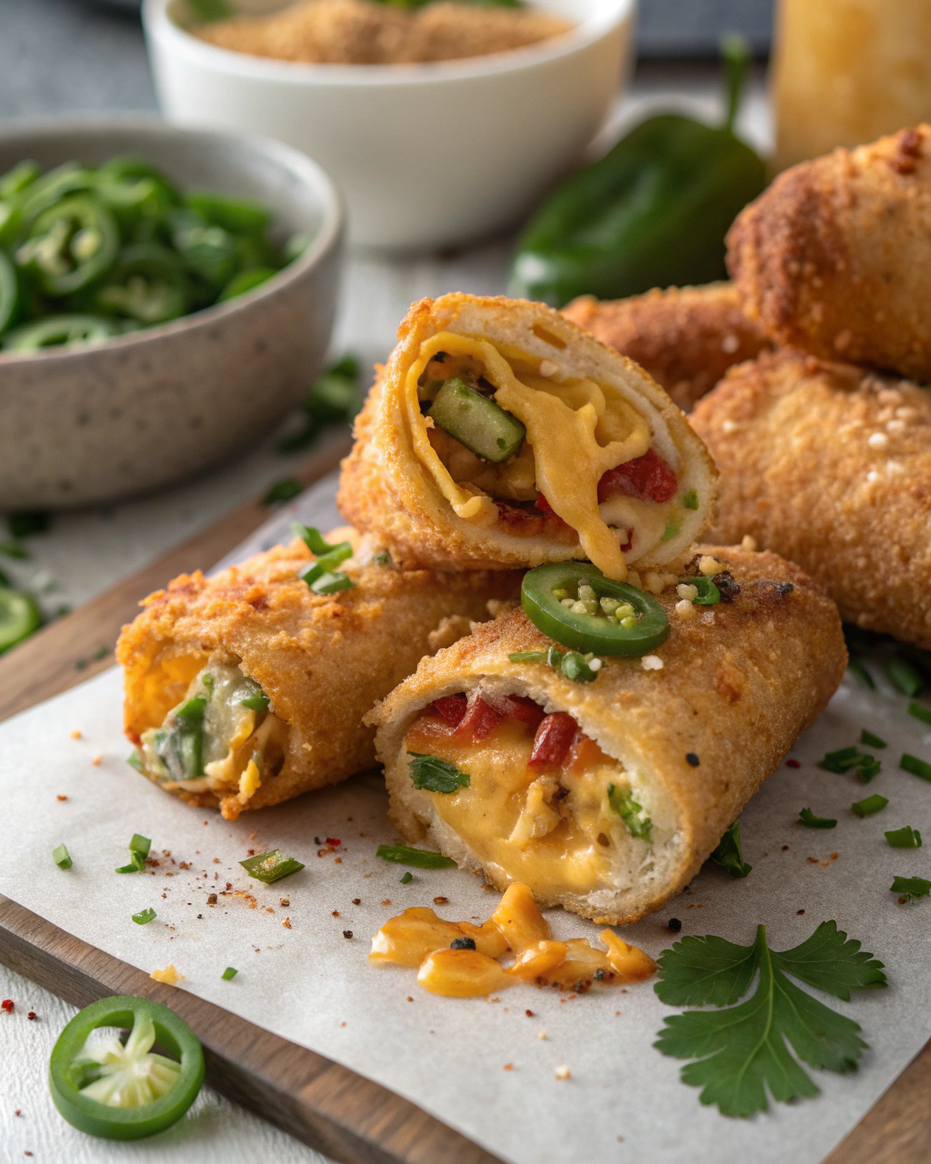 Crispy, cheesy, and totally addictive: Jalapeno Popper Egg Rolls
