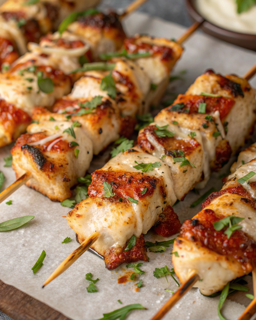Garlic Parmesan Chicken Skewers