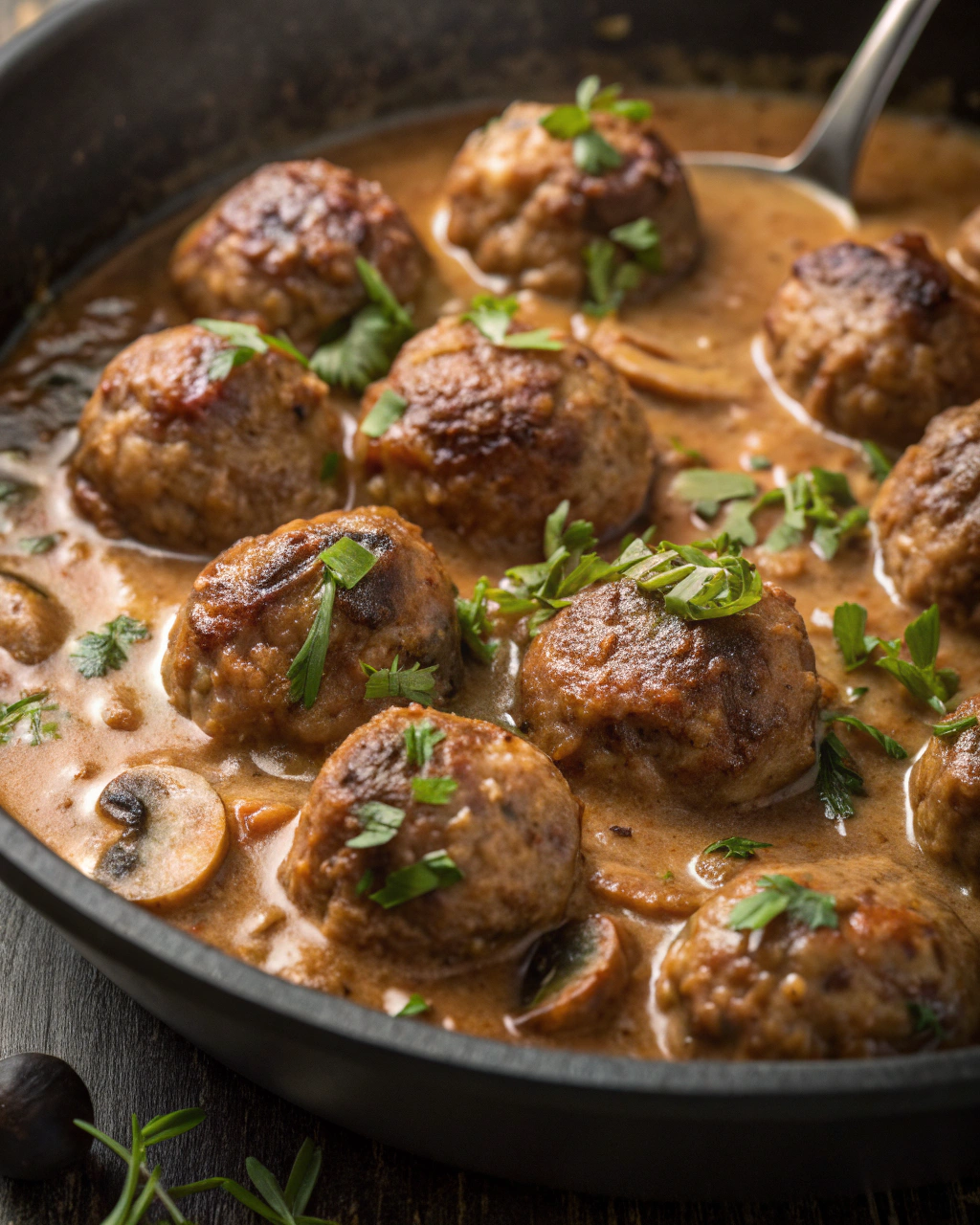Gourmet Meatballs in Mushroom Sauce