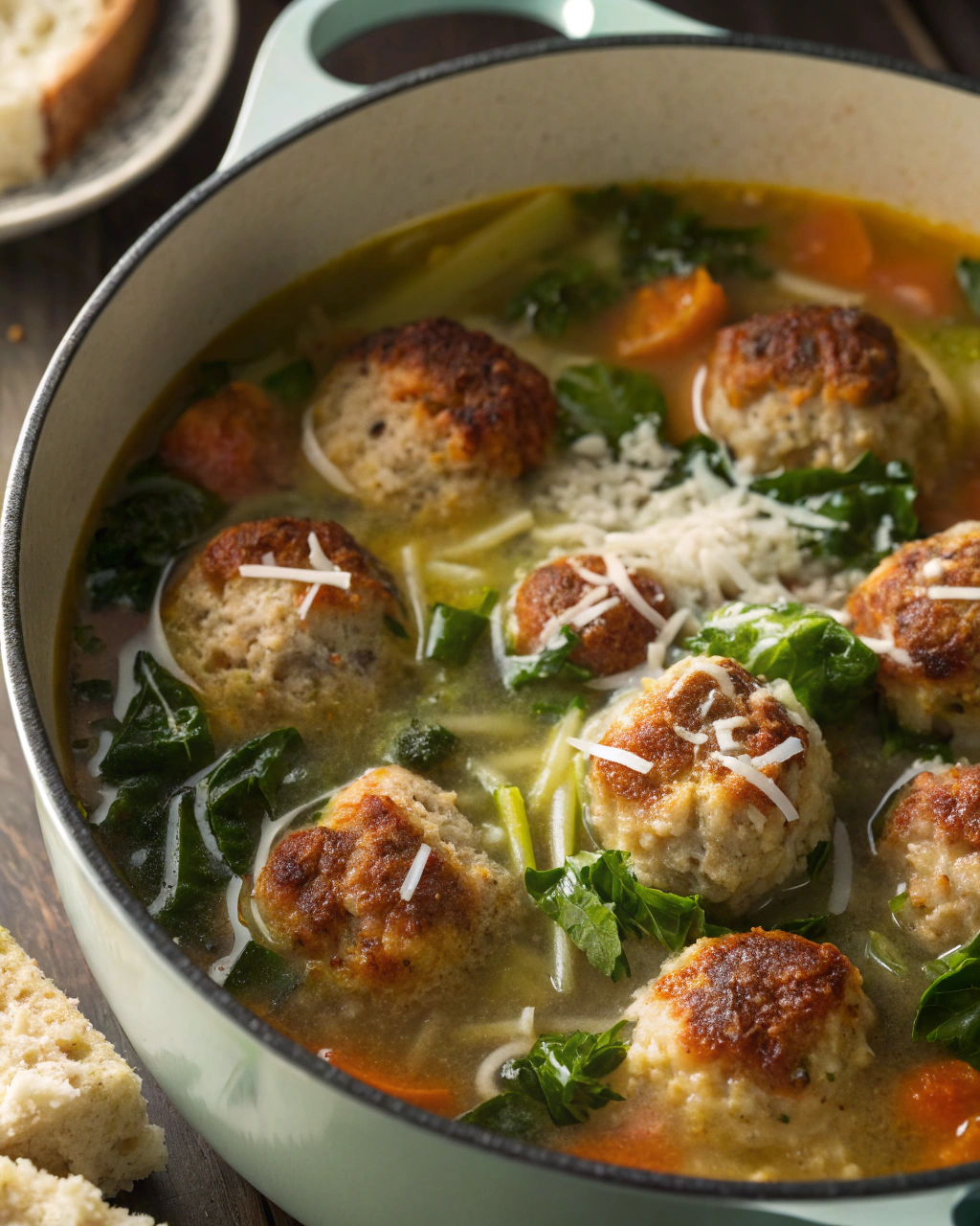 Italian Wedding Soup with Parmesan Meatballs