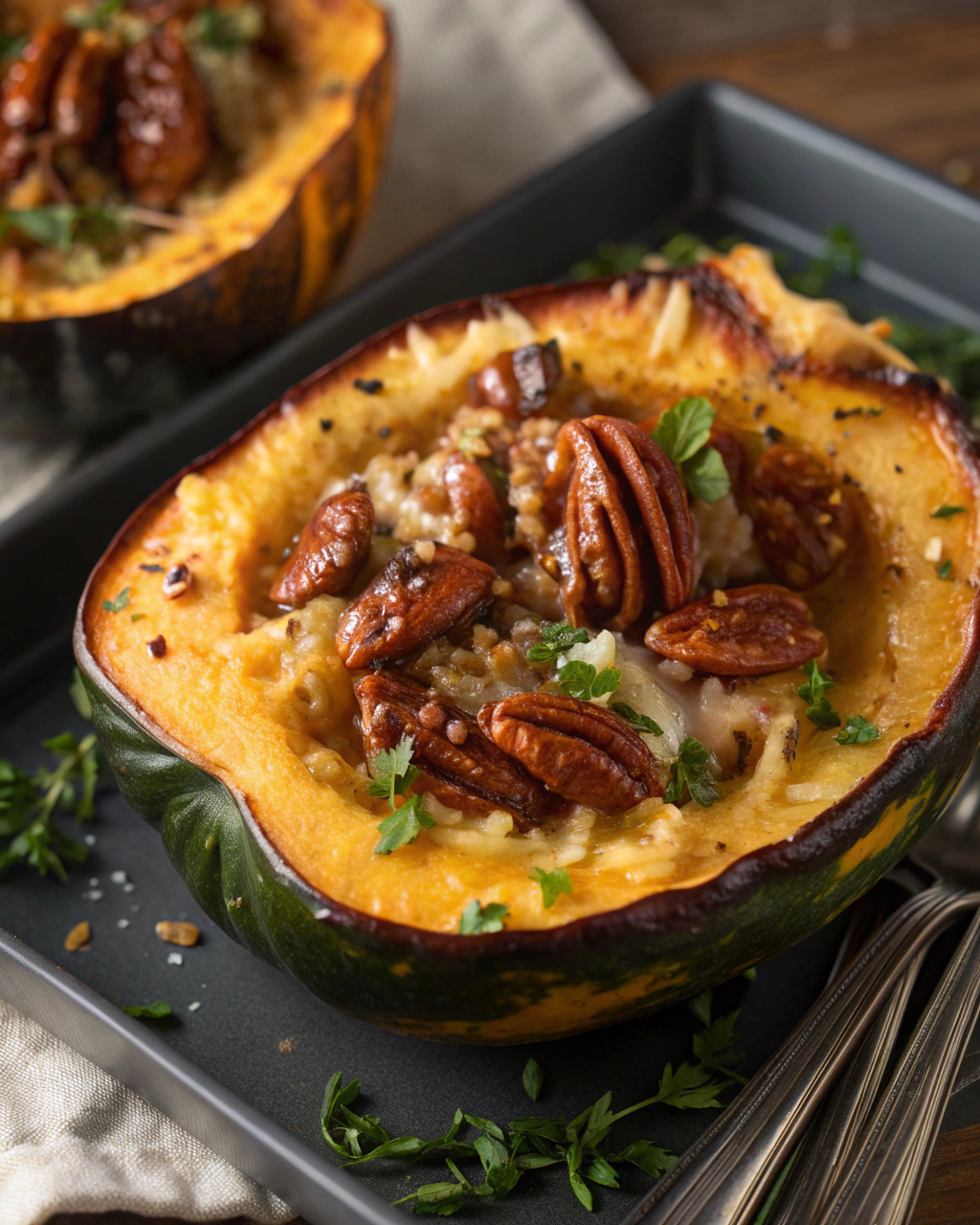 Maple Pecan Roasted Acorn Squash