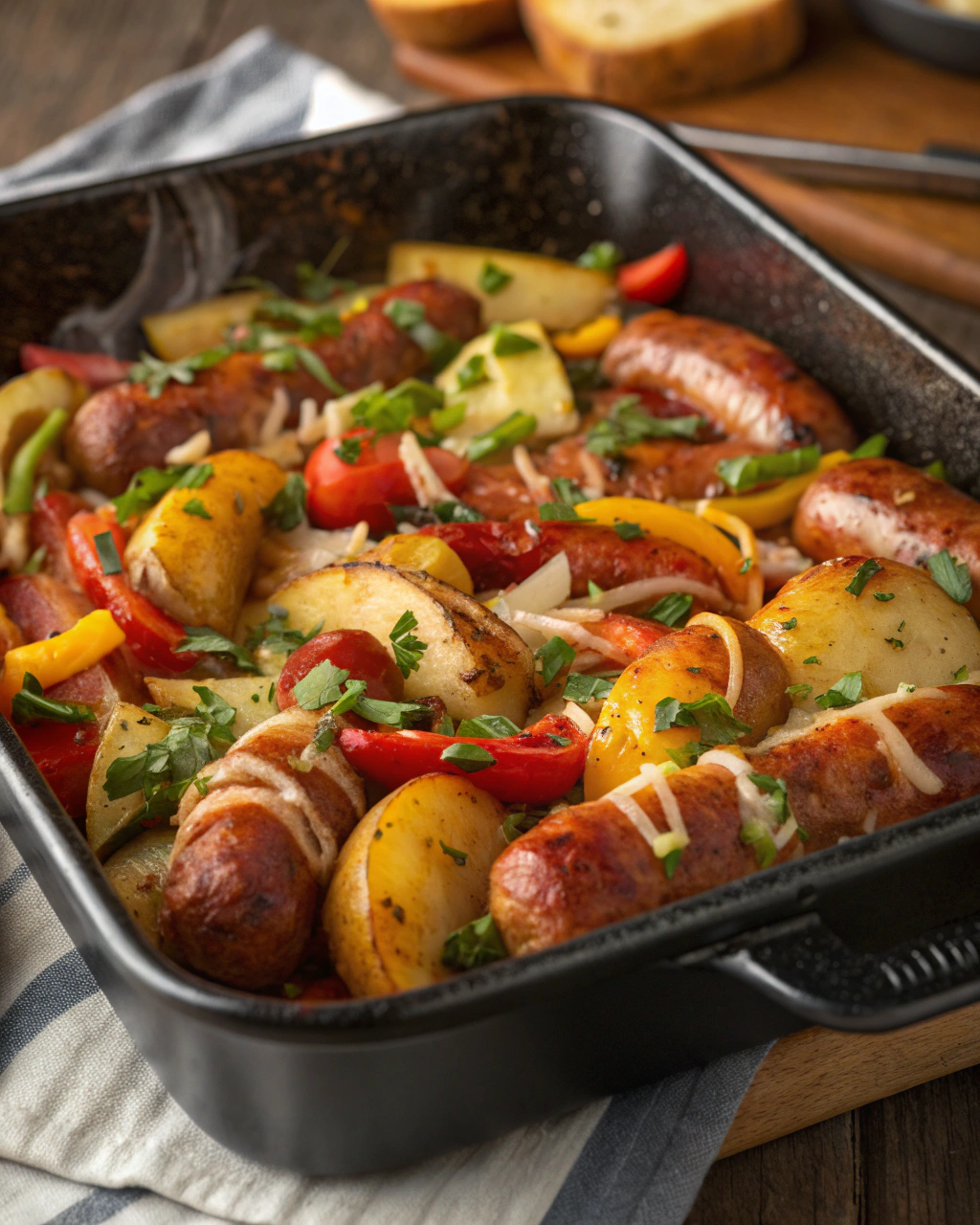 One-Pan Roasted Sausages with Peppers & Potatoes