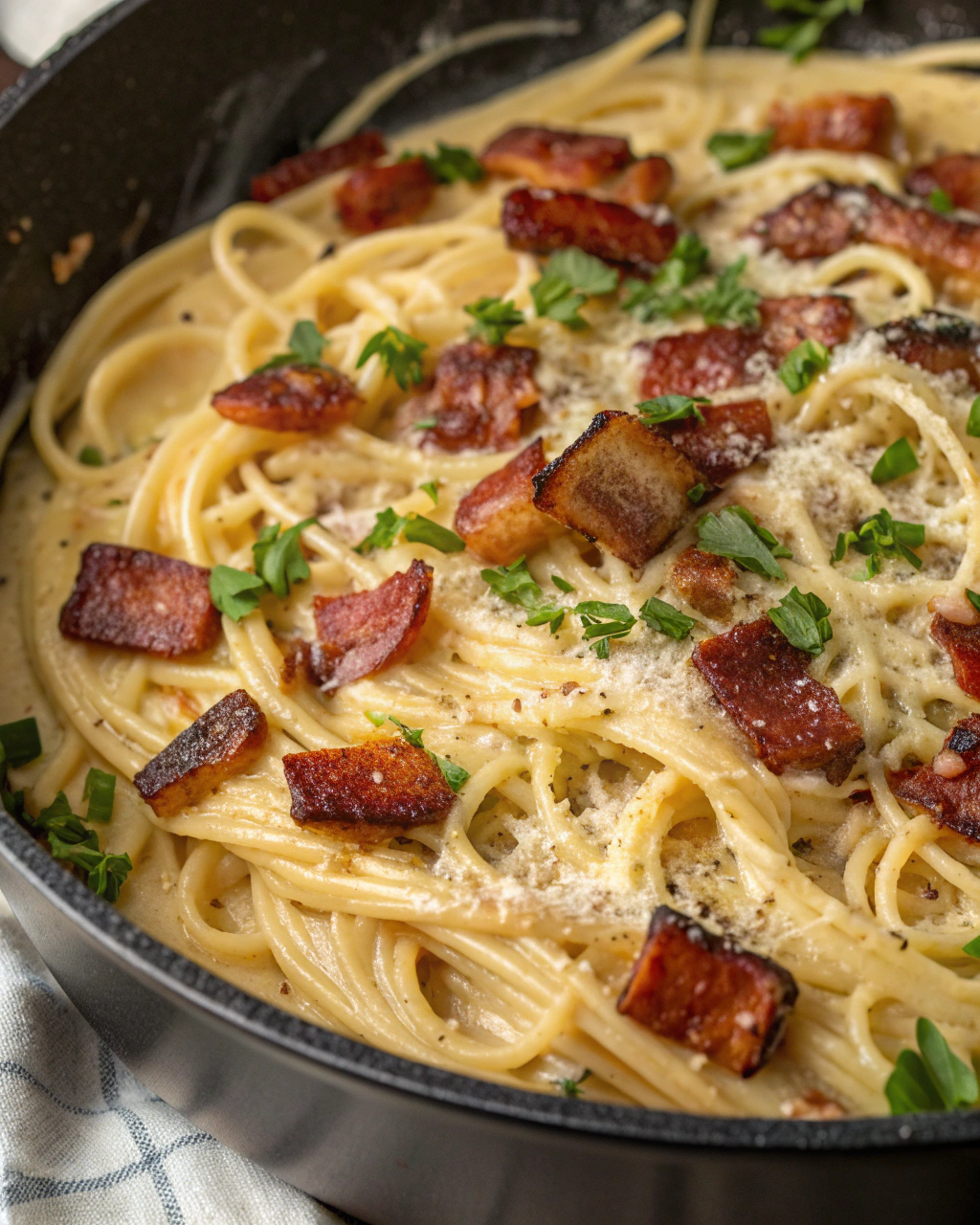 Rich & Creamy Carbonara Pasta with Crispy Bacon