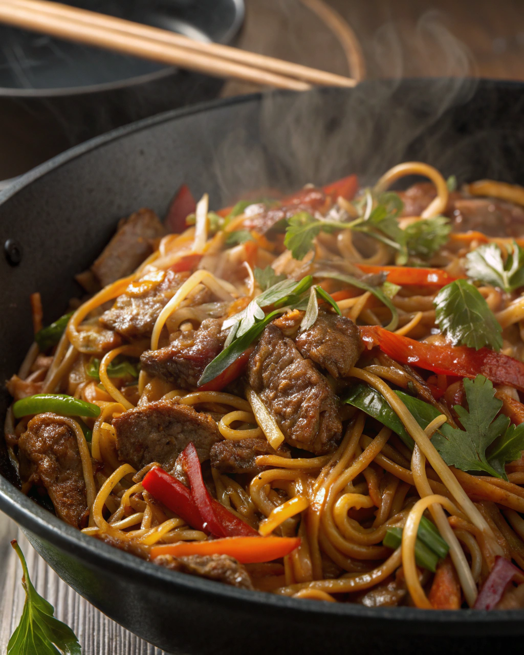 Savory Beef Lo Mein with Vegetables