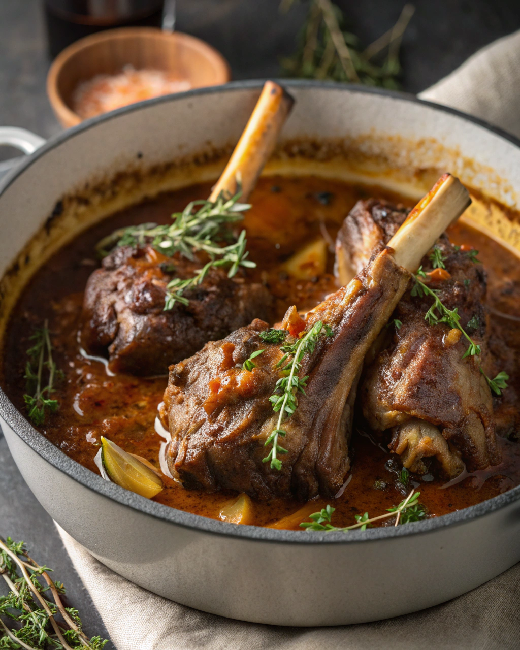 Slow-Cooked Lamb Shanks with Herb-Infused Gravy