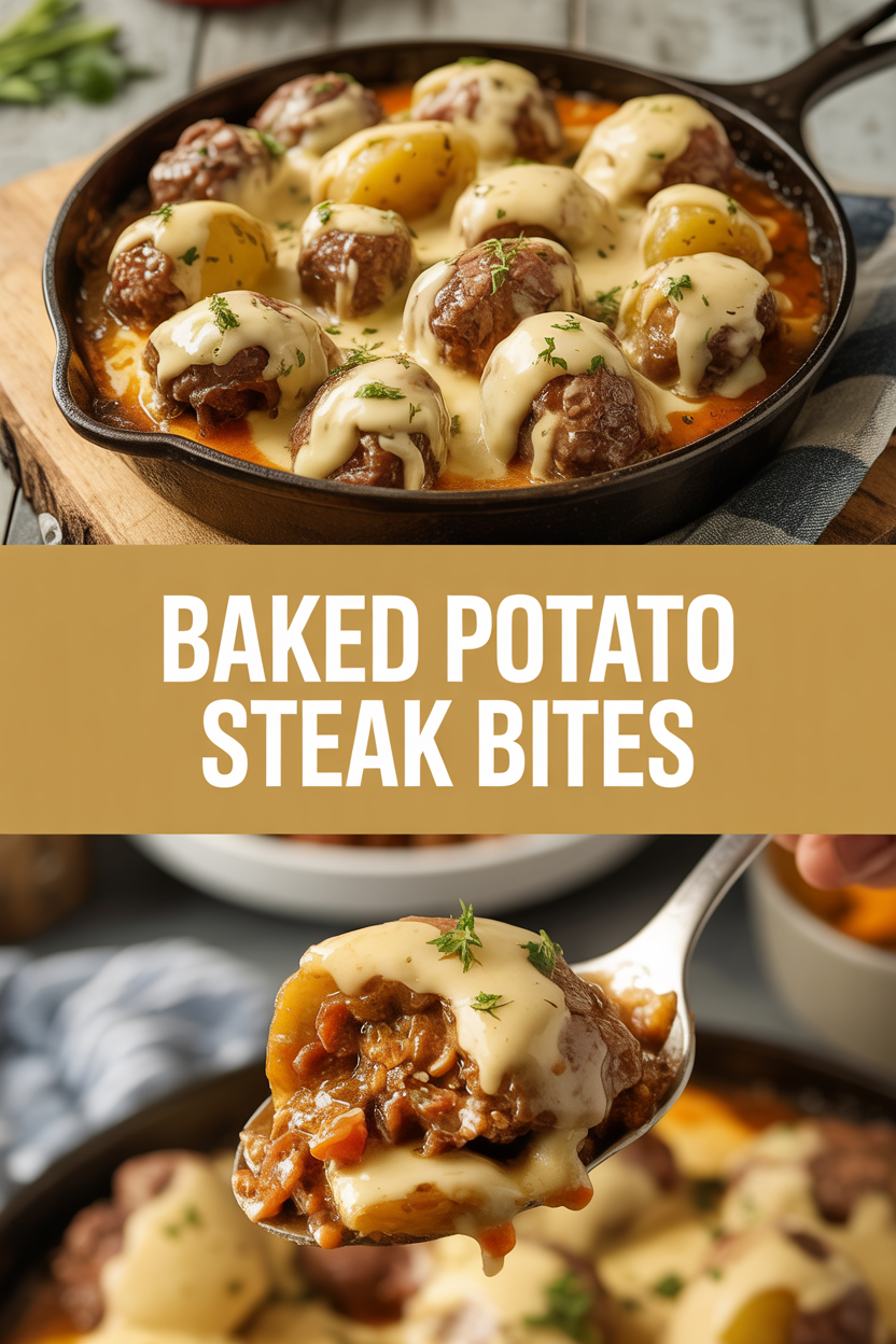 Baked Potato Steak Bites