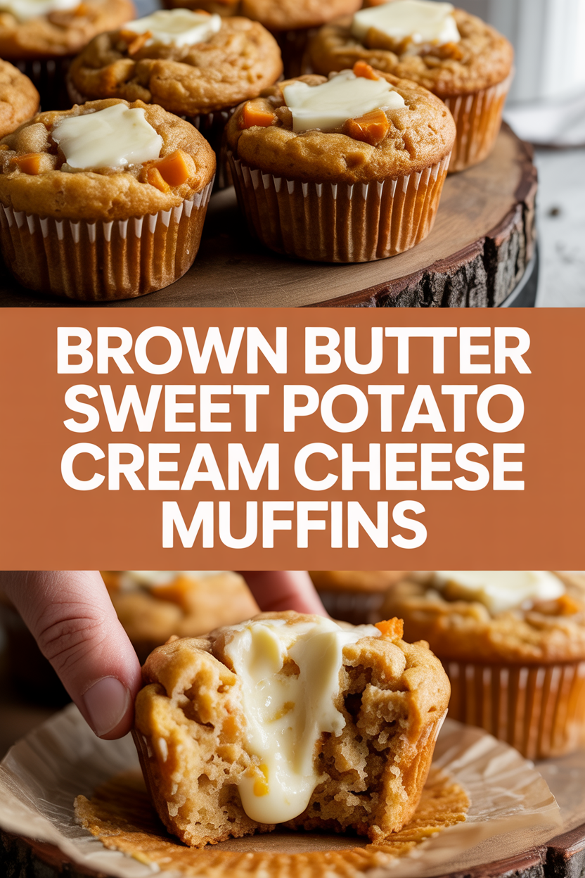 Brown Butter Sweet Potato Cream Cheese Muffins