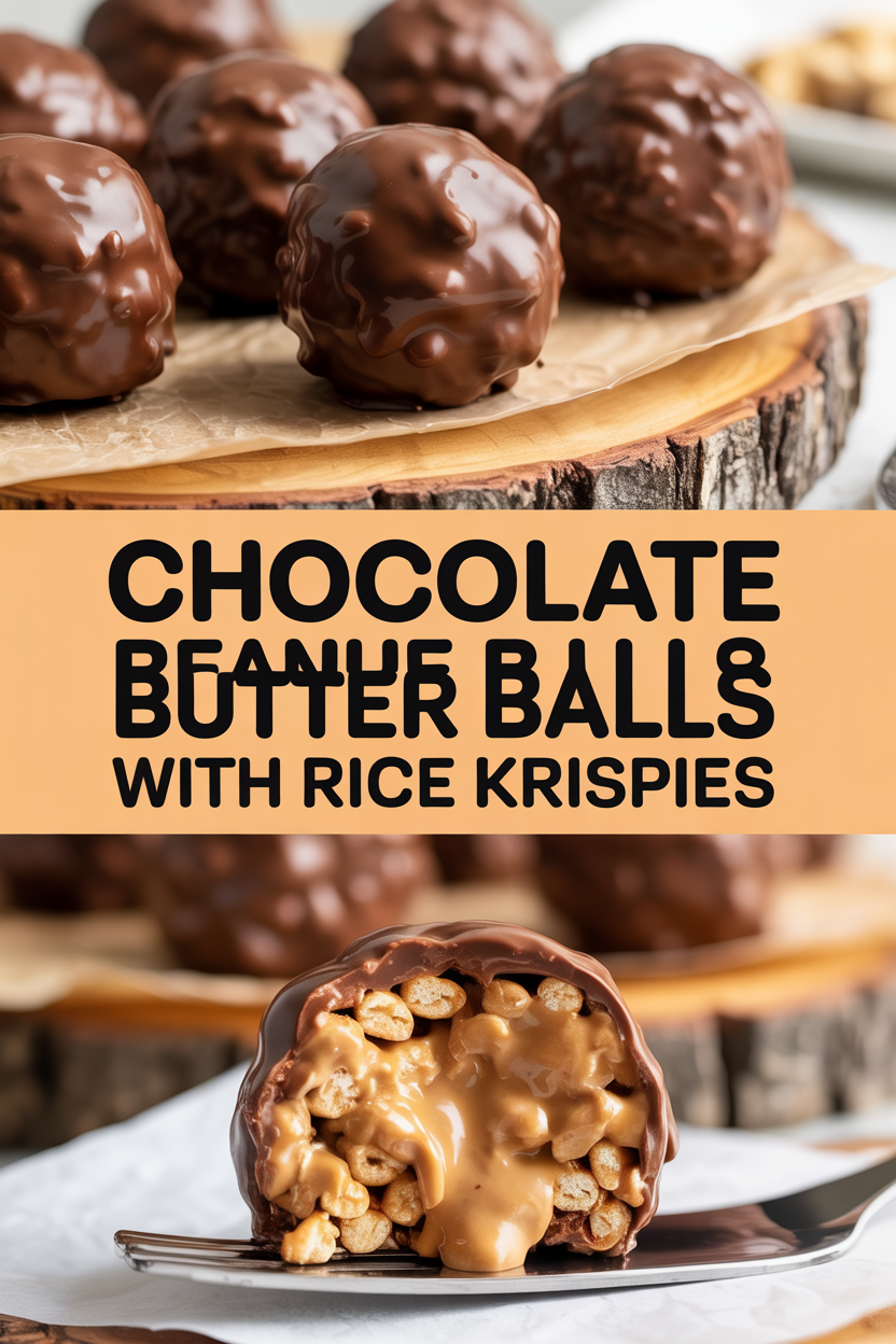 Chocolate Peanut Butter Balls with Rice Krispies