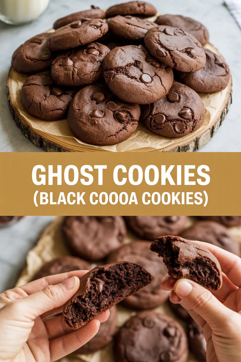 Ghost Cookies (Black Cocoa Cookies)