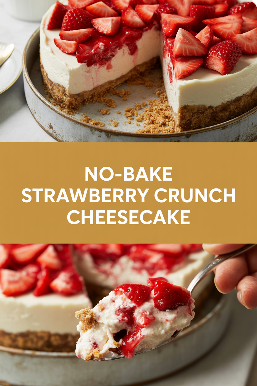 No-Bake Strawberry Crunch Cheesecake