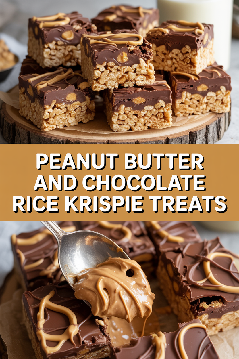 Peanut Butter and Chocolate Rice Krispie Treats