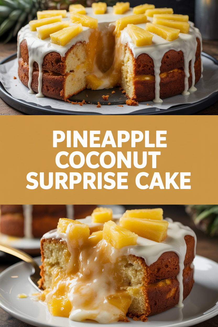 Pineapple Coconut Surprise Cake
