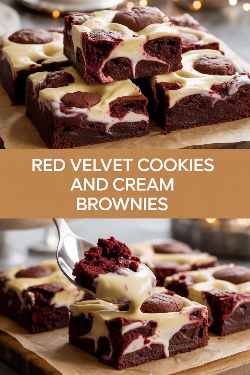 Red Velvet Cookies and Cream Brownies
