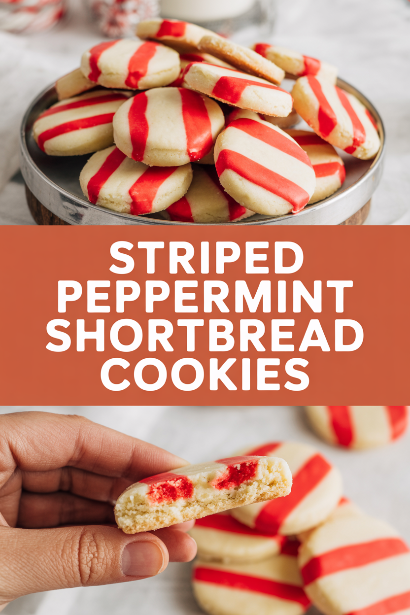 Striped Peppermint Shortbread Cookies