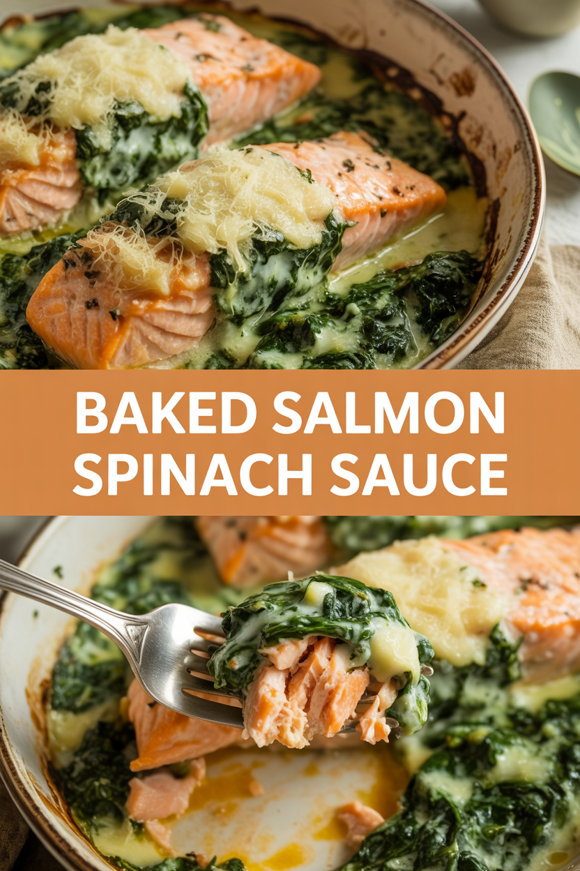 Baked Salmon Spinach Sauce