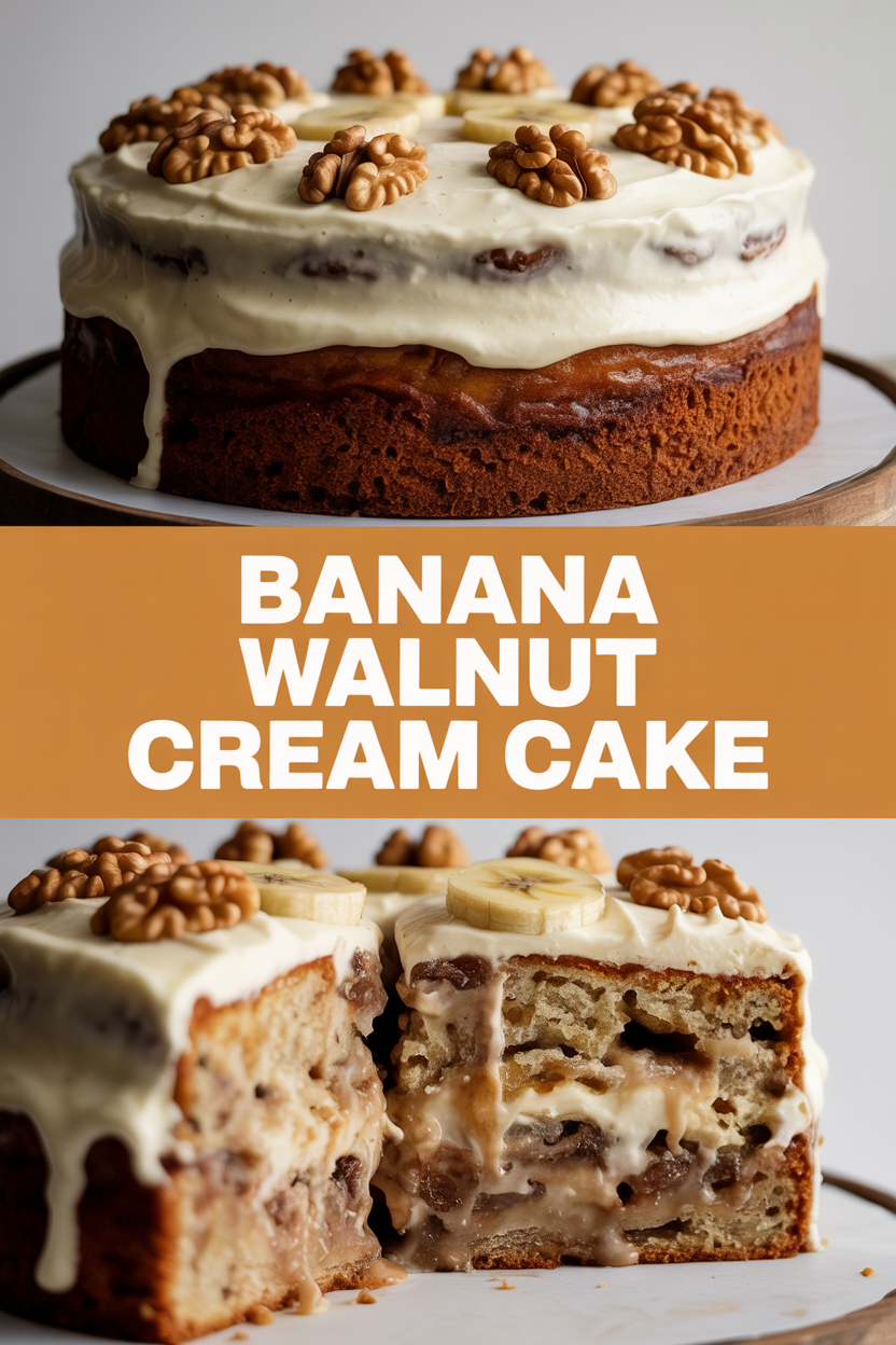 Banana Walnut Cream Cake