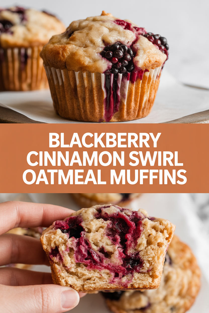 Blackberry Cinnamon Swirl Oatmeal Muffins