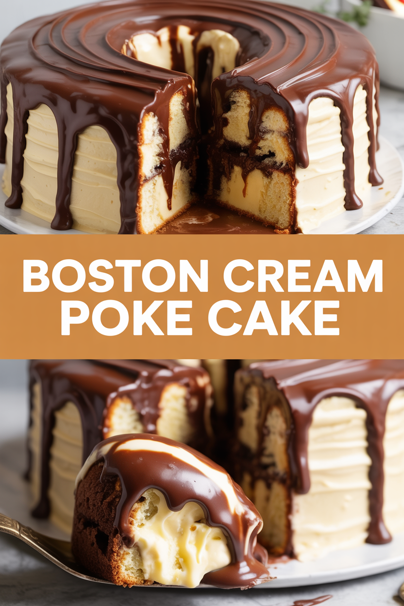 Boston Cream Poke Cake