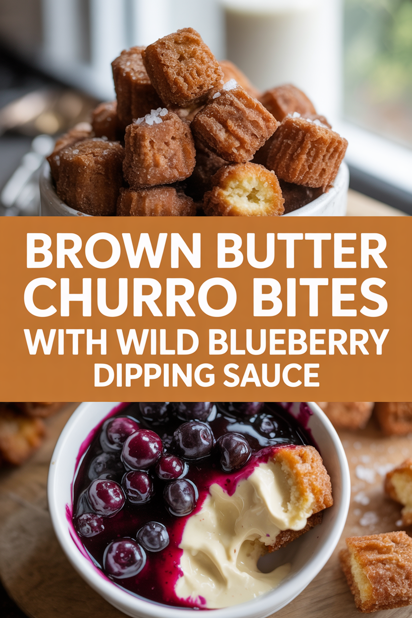 Brown Butter Churro Bites with Wild Blueberry Dipping Sauce