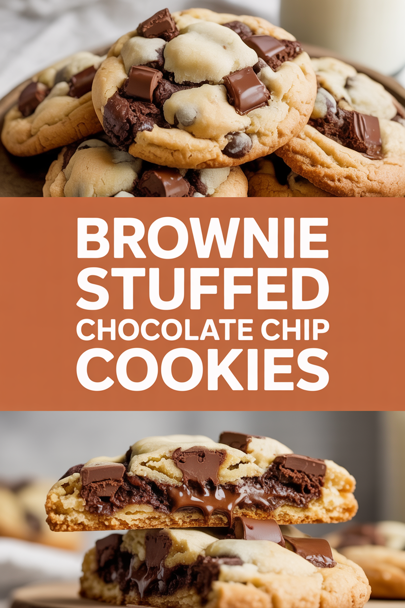 Brownie Stuffed Chocolate Chip Cookies