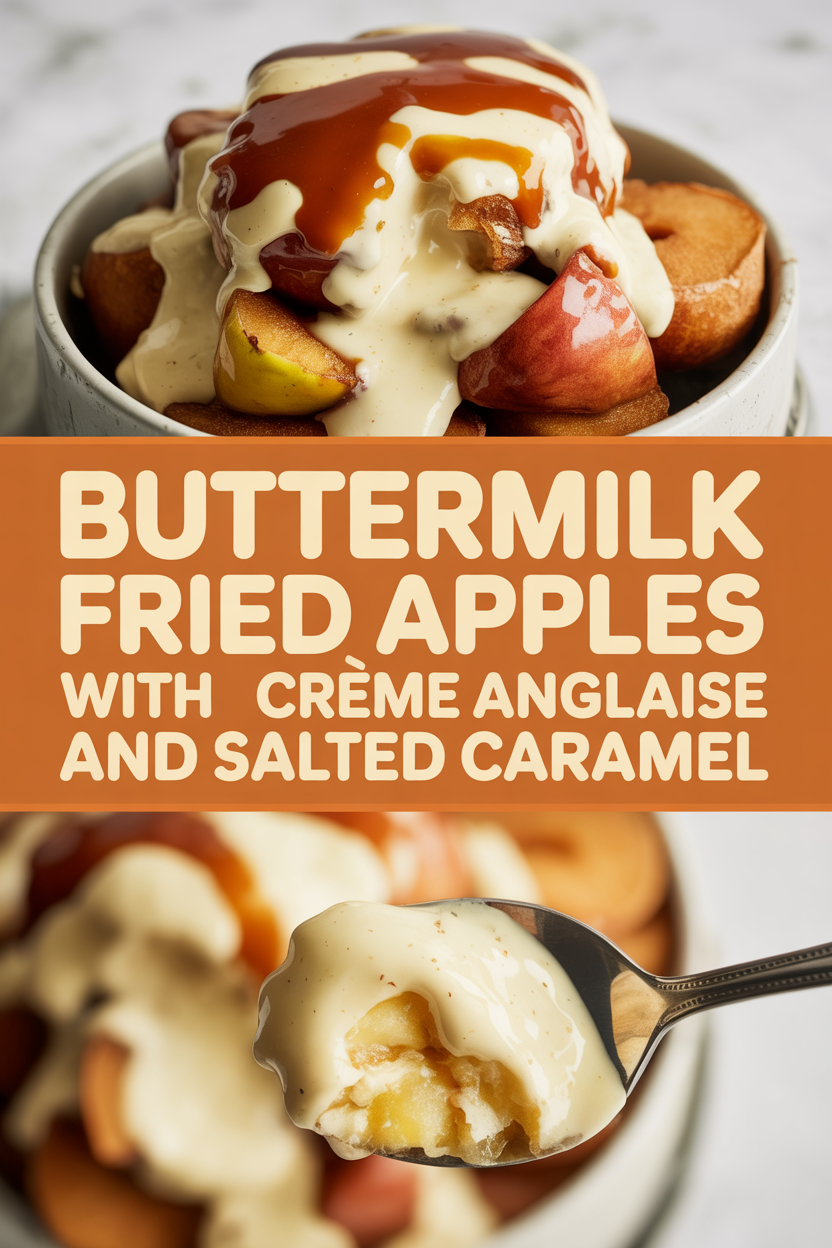 Buttermilk Fried Apples with Homemade Crème Anglaise and Salted Caramel