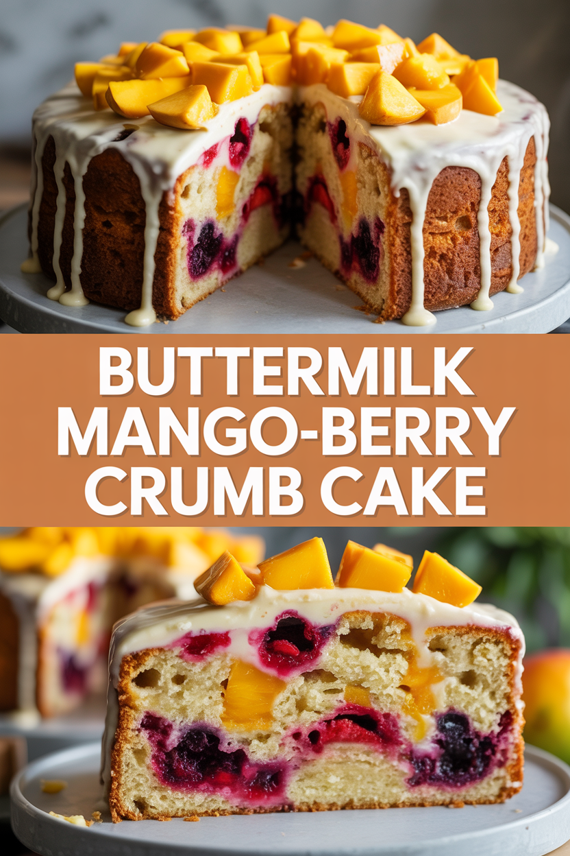 Buttermilk Mango-Berry Crumb Cake