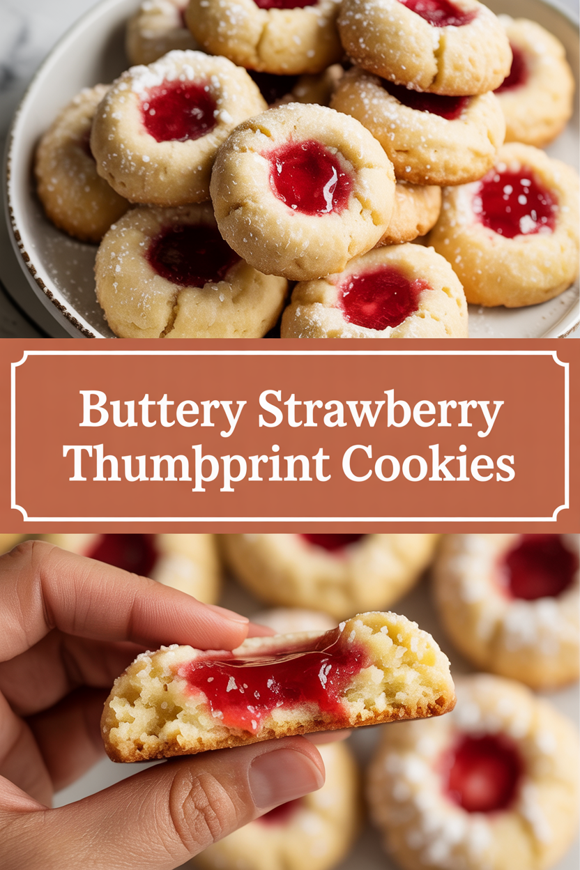 Buttery Strawberry Thumbprint Cookies