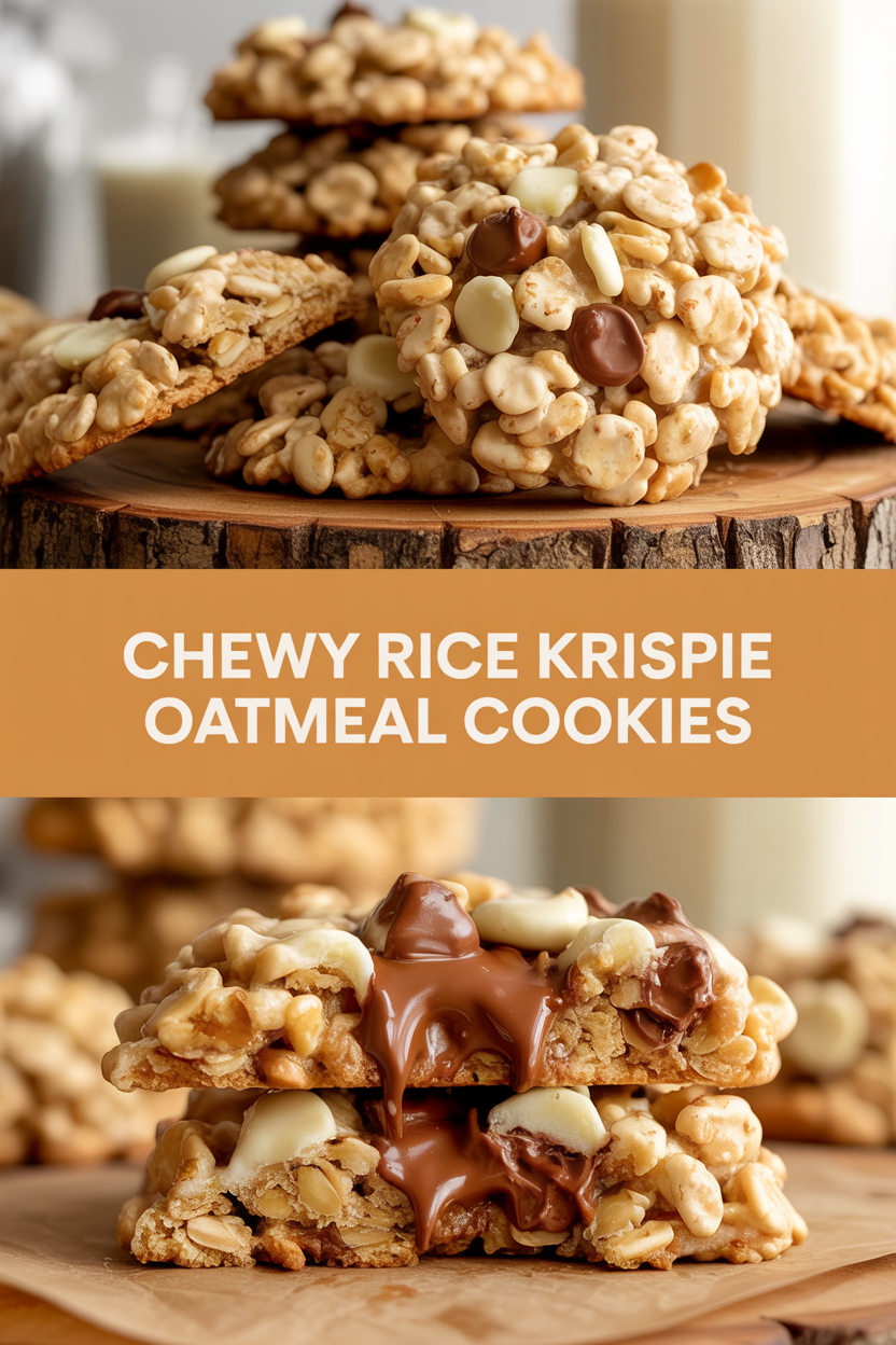 Chewy Rice Krispie Oatmeal Cookies