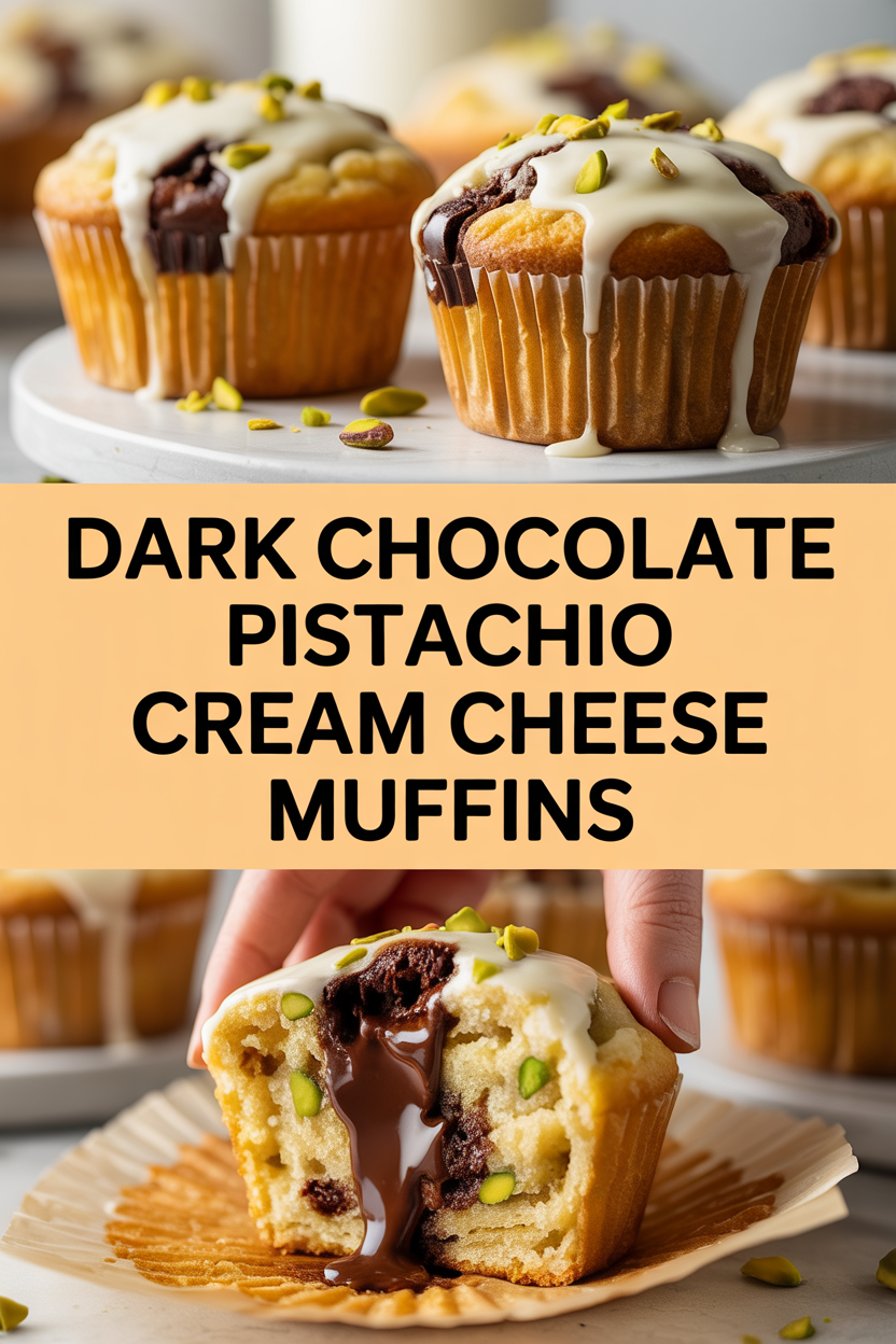Dark Chocolate Pistachio Cream Cheese Muffins