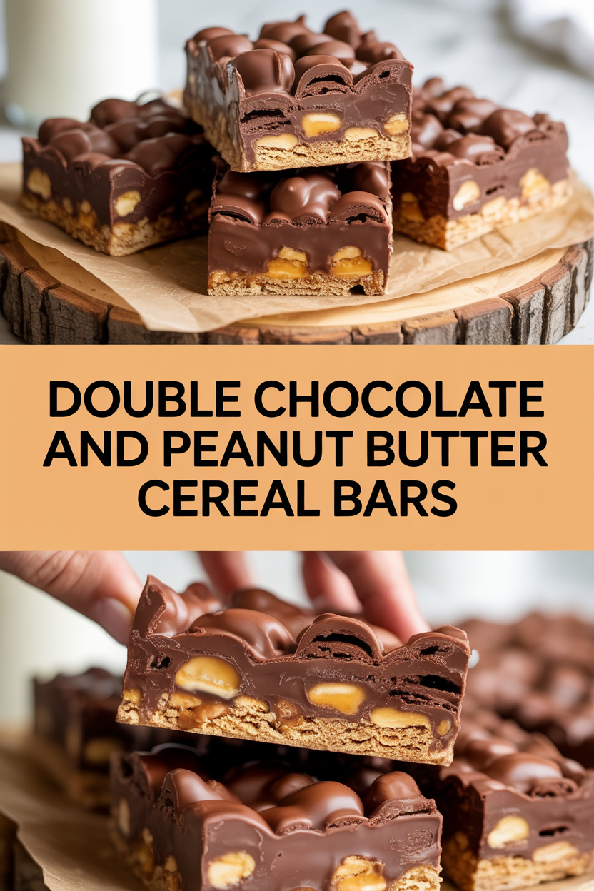 Double Chocolate and Peanut Butter Cereal Bars