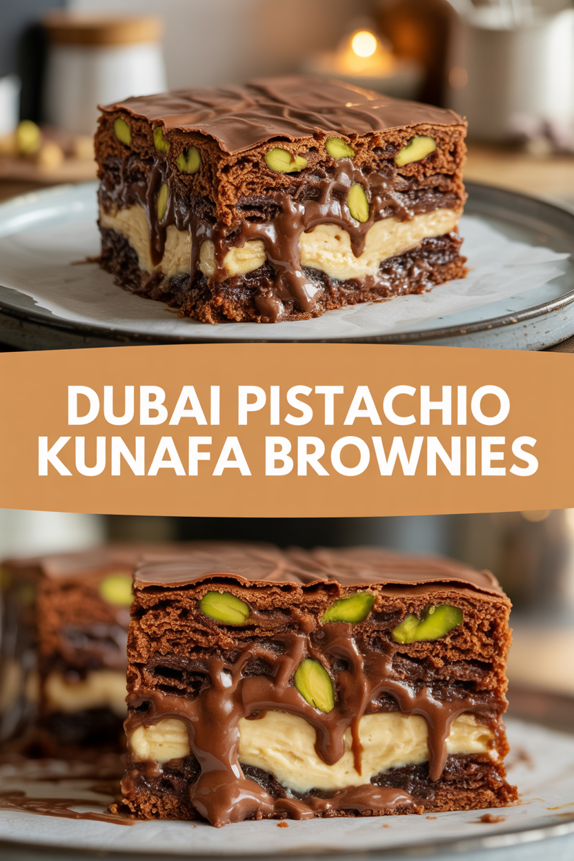 Dubai Pistachio Kunafa Brownies
