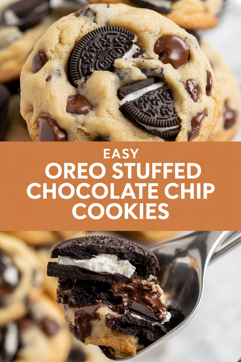Easy Oreo Stuffed Chocolate Chip Cookies