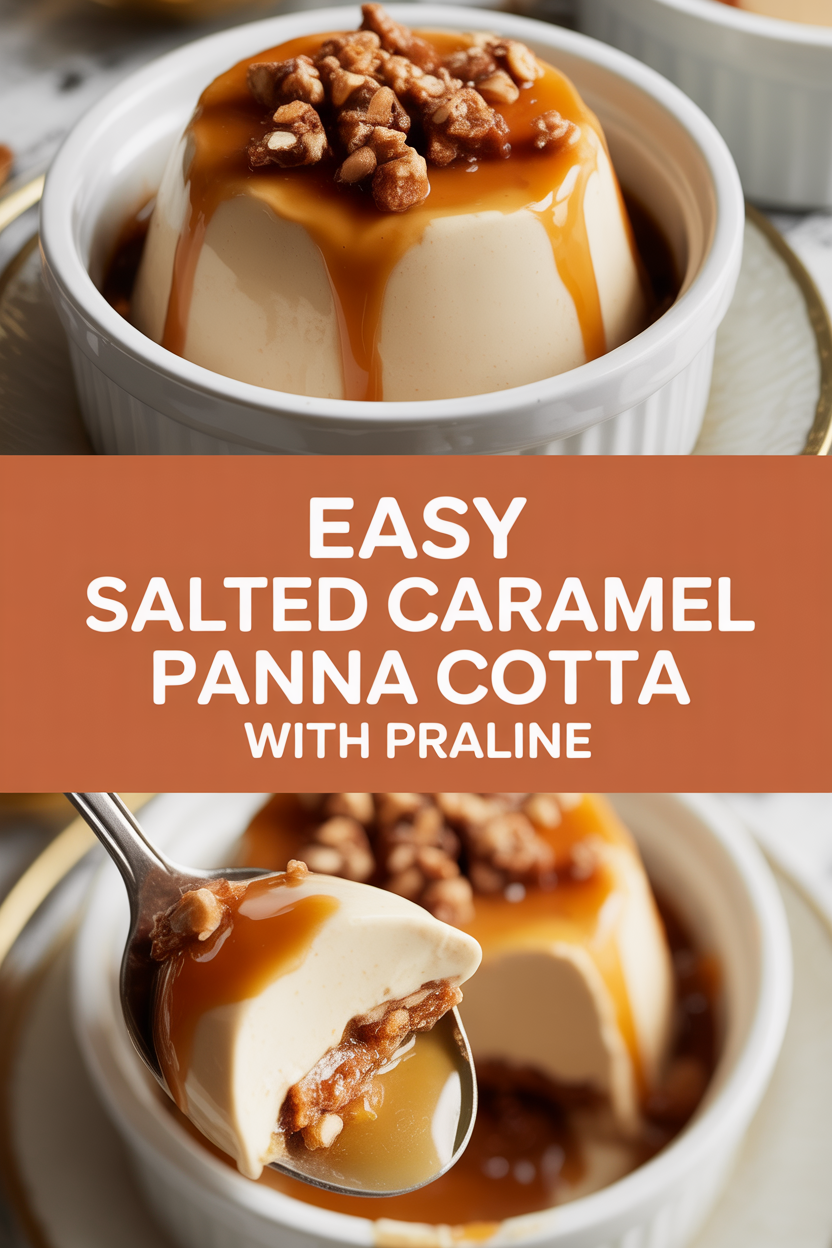 Easy Salted Caramel Panna Cotta with Praline