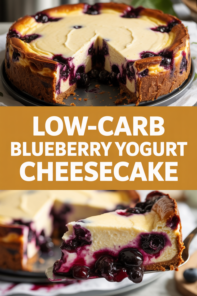 Low-Carb Blueberry Yogurt Cheesecake