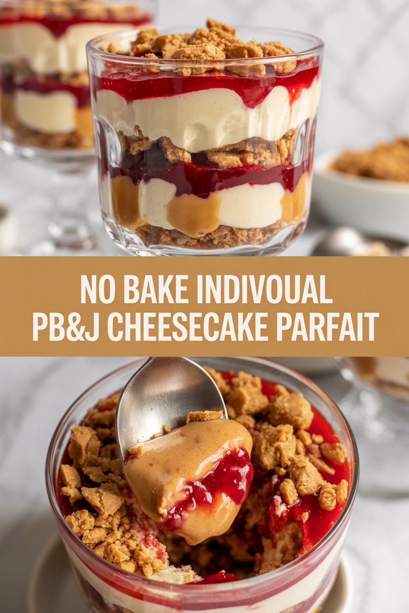 No Bake Individual PB&J Cheesecake Parfait