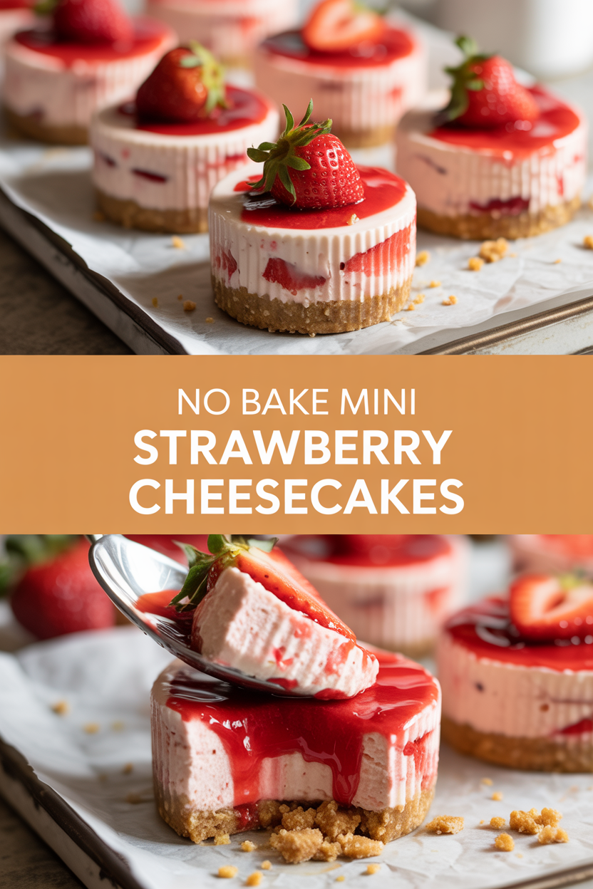 No Bake Mini Strawberry Cheesecakes