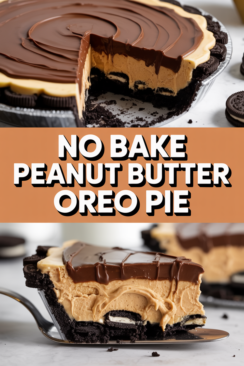 No Bake Peanut Butter Oreo Pie