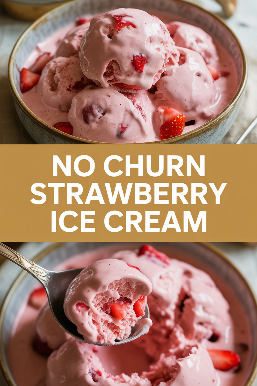 No Churn Strawberry Ice Cream