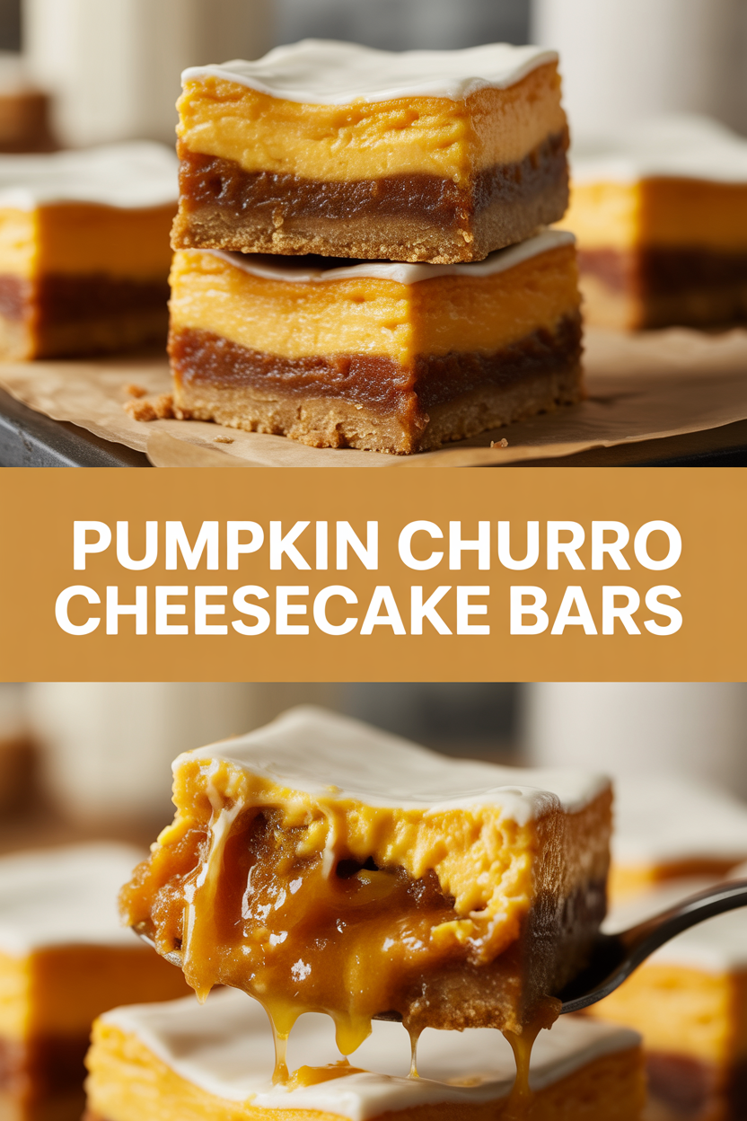 Pumpkin Churro Cheesecake Bars