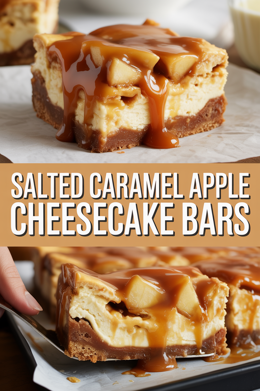 Salted Caramel Apple Cheesecake Bars